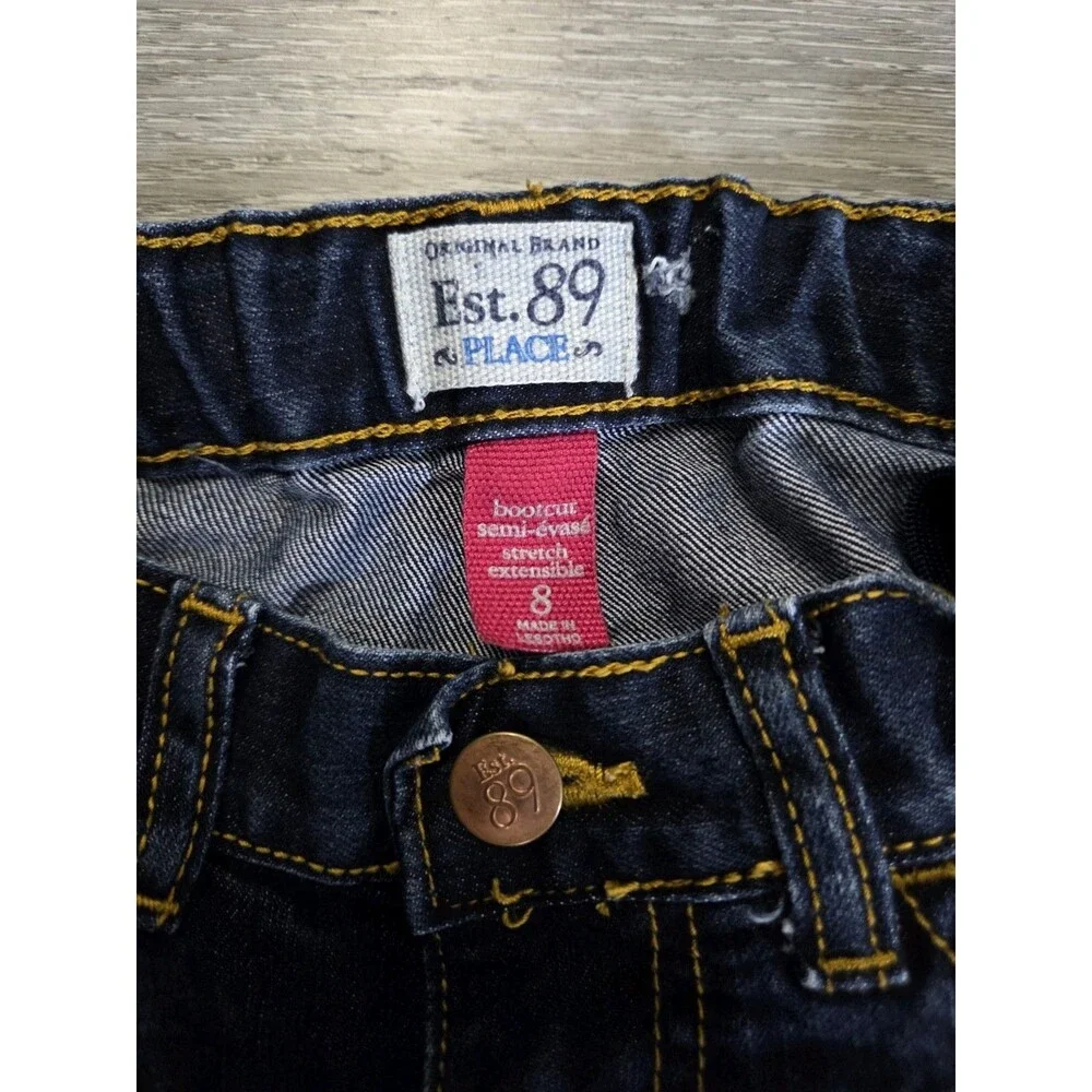 The Children's Place Est. 89 Girls Bootcut Jeans Size 8 Dark Wash Stretch Denim